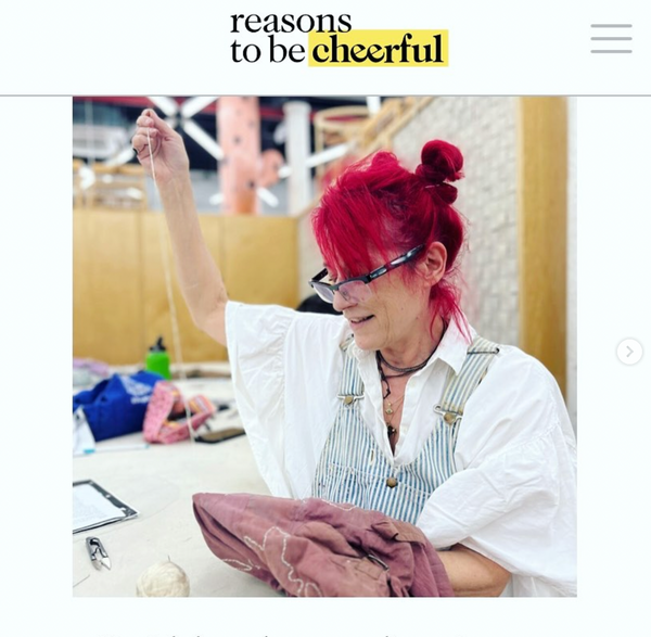 Kate Sekules at Darn It mending club brooklyn April 2025 featured image in David Byrne publication reasons to be cheerful